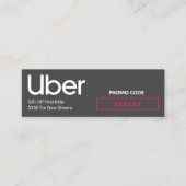 Referentie van de Uber Driver Promo-code Mini Visitekaartje (Voorkant)