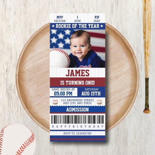 Referentie van het jaar 1 Baseball Ticket Kaart