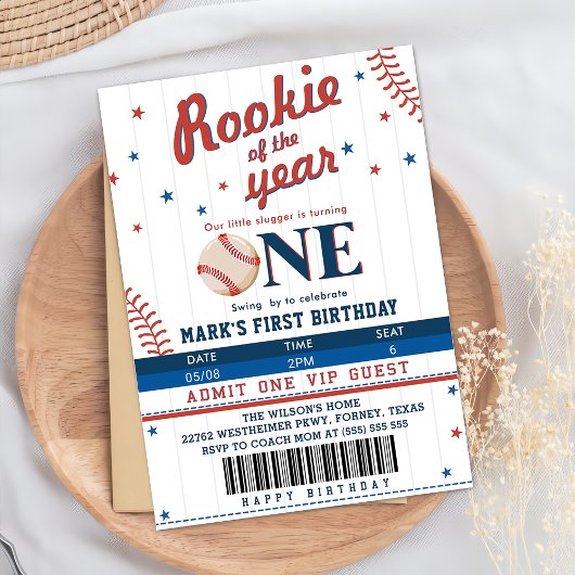 Referentie van het jaar 1 Baseball Ticket Kaart