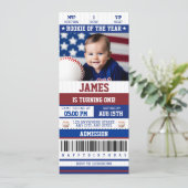 Referentie van het jaar 1 Baseball Ticket Kaart (Staand voorkant)