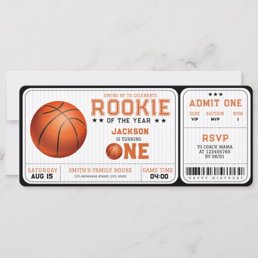 Referentie van het jaar 1 Basketball Ticket Kaart (Voorkant)