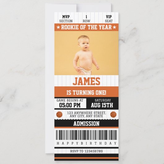 Referentie van het jaar 1 Basketball Ticket Kaart (Voorkant)
