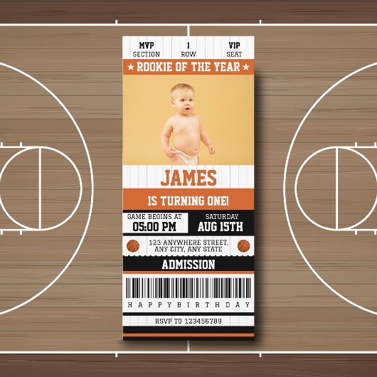 Referentie van het jaar 1 Basketball Ticket Kaart