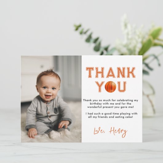 Referentie van het jaar 1 van de Basketball Bedankkaart (Staand voorkant)