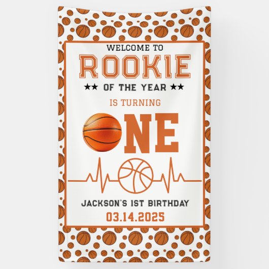 Referentie van het jaar 1 van de Basketball Spandoek (Verticaal)