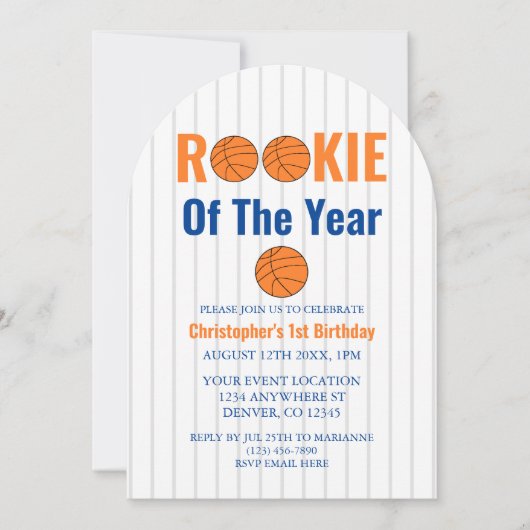 Referentie van het jaar Basketball 1e verjaardag Kaart (Voorkant)