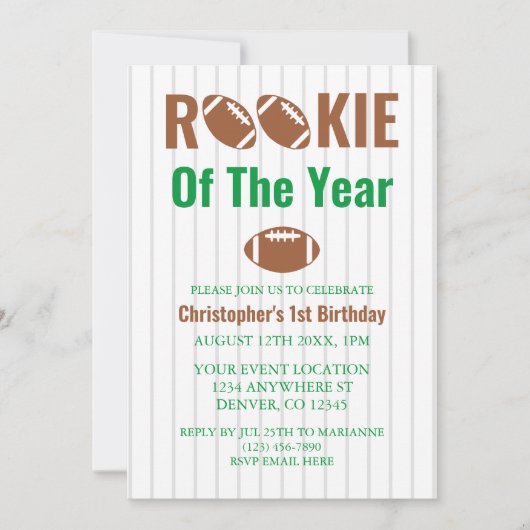 Referentie van het jaar Football 1e verjaardag Kaart (Voorkant)