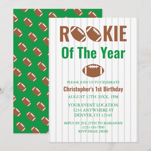 Referentie van het jaar Football 1e verjaardag Kaart (Voorkant / Achterkant)