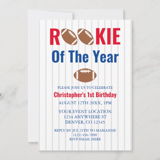 Referentie van het jaar Football 1e verjaardag Kaart (Voorkant)