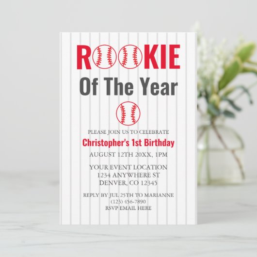 Referentie van het jaar honkbal 1ste verjaardag kaart (Staand voorkant)