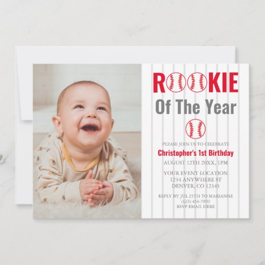 Referentie van het jaar honkbal 1ste verjaardag kaart (Voorkant)