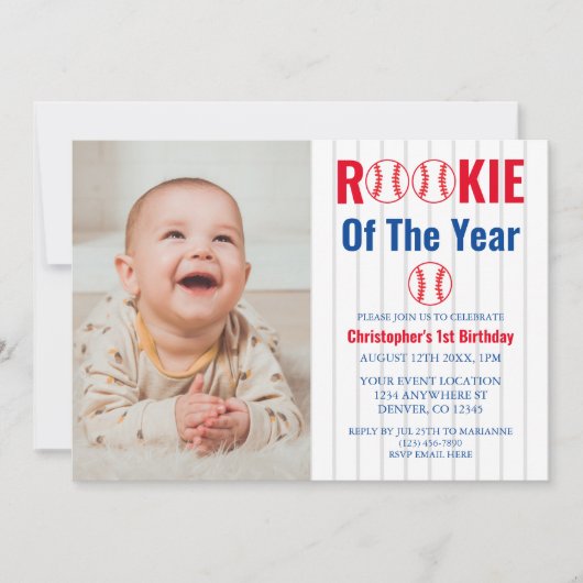 Referentie van het jaar honkbal 1ste verjaardag kaart (Voorkant)