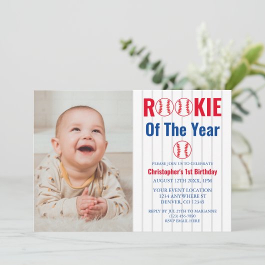 Referentie van het jaar honkbal 1ste verjaardag kaart (Staand voorkant)