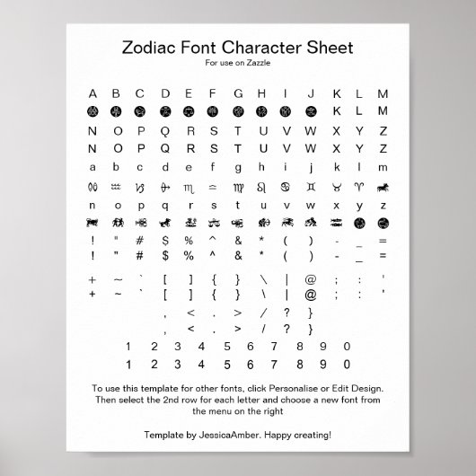 Referentie voor Zodiac Symbool Tekens Poster (Voorkant)