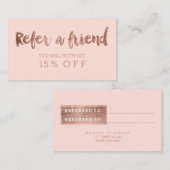 Referentiekaart modern roos goud typografie blush aanbevelingskaartje (Voorkant / Achterkant)