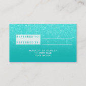 Referentiekaart moderne faux aqua glitter typograf aanbevelingskaartje (Achterkant)