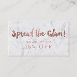 Referentiekaart moderne roos goudtipografie marmer aanbevelingskaartje