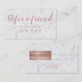 Referentiekaart moderne roos goudtipografie marmer aanbevelingskaartje (Voorkant / Achterkant)