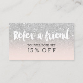 Referentiekaart moderne typografie zwart zilver aanbevelingskaartje