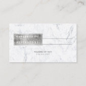 Referentiekaart moderne zilvertypografie marmer 2 aanbevelingskaartje (Achterkant)