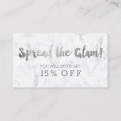 Referentiekaart moderne zilvertypografie marmer 2 aanbevelingskaartje (Voorkant)