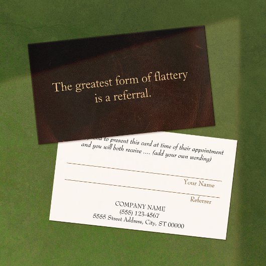 Referentiekaart Professional Entrepreneur Leather Aanbevelingskaartje