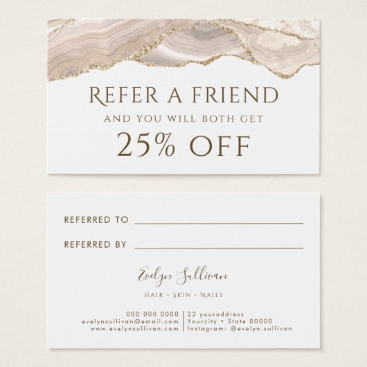 Referentiekaart voor ivoor Gold Agate Visitekaartje (Voorkant /achterkant)