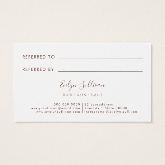 Referentiekaart voor roze marmerontwerp visitekaartje (Achterkant)