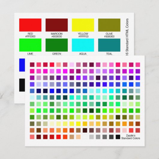 Referentieprogramma voor kleurengrafiek briefkaart (Voorkant / Achterkant)