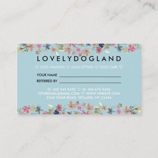 Referenties voor Dog Walker Sitting Grooming Carto Visitekaartje (Achterkant)