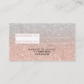 Referentietypografie roos Gold zilverglitter Aanbevelingskaartje (Achterkant)