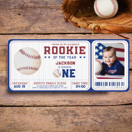 Referiejaar 1e verjaardag Baseball Ticket PHOTO Kaart