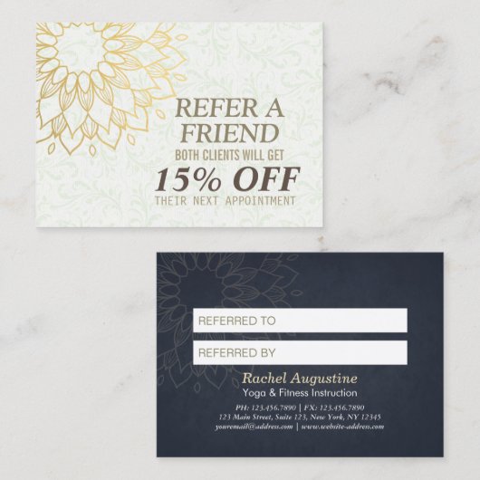 Referral Gold Mandala van YOGA Meditation Instruct (Voorkant / Achterkant)