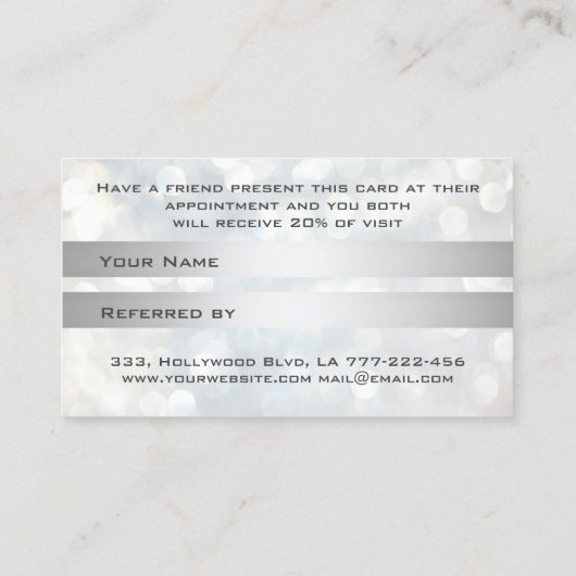 Referral-kaarsbokeh wimpers en wenkbrauwen aanbevelingskaartje (Achterkant)