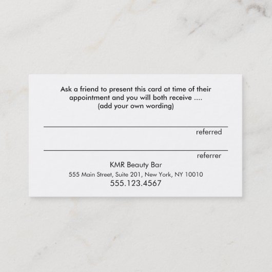 Referral Kaart, Elegant Zen Gold Branch Salon (Achterkant)