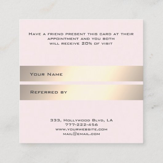 Referral-kaart goudwimpers en wenkbrauwen aanbevelingskaartje (Achterkant)