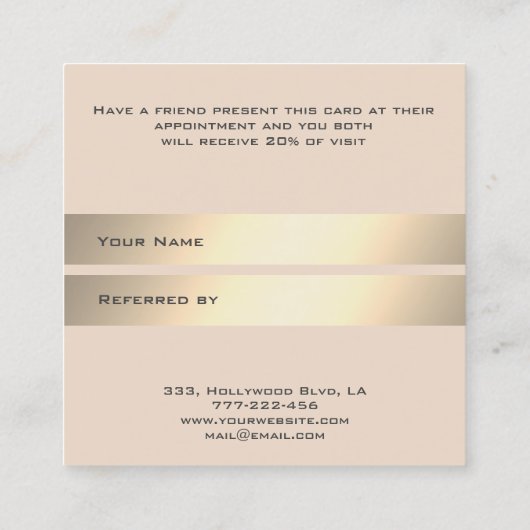 Referral-kaart goudwimpers en wenkbrauwen aanbevelingskaartje (Achterkant)