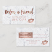 Referral-kaart lippen roos gouden tipografie aanbevelingskaartje (Voorkant / Achterkant)