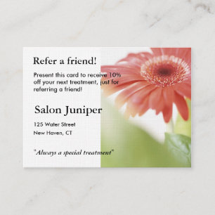 Referral Kaart met roze gerbera daisy