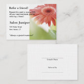 Referral Kaart met roze gerbera daisy (Voorkant / Achterkant)