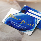 Referral Kaart Modern Blue Agaat Stone Gold Script