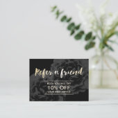 Referral kaartje | Elegant Dark Floral Gold Script (Staand voorkant)