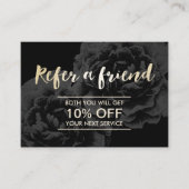 Referral kaartje | Elegant Dark Floral Gold Script (Voorkant)