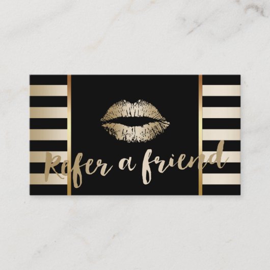 Referral kaartje | Goud Lips Makeup kunstenaar Mod (Voorkant)