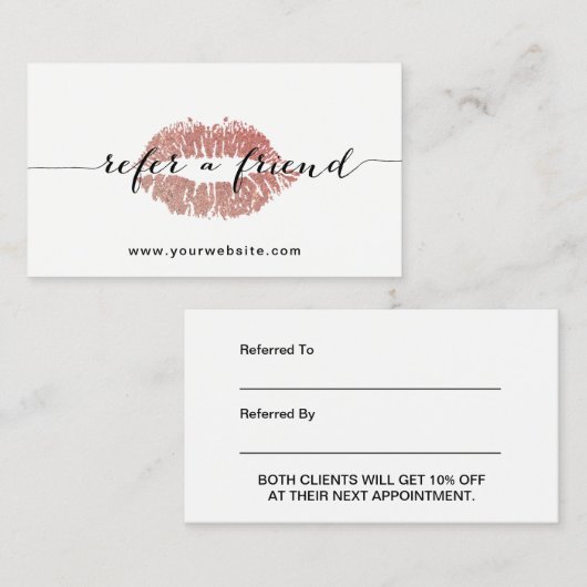 Referral kaartje | Minimalistisch Roos Gold Lips S (Voorkant / Achterkant)