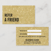 Referral kaartje | Modern Gold Glitter Beauty Salo (Voorkant / Achterkant)