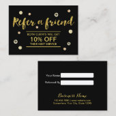 Referral kaartje | Modern Gold Sequins Salon Spa (Voorkant / Achterkant)