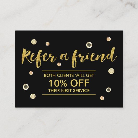 Referral kaartje | Modern Gold Sequins Salon Spa (Voorkant)