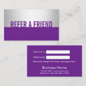 Referral kaartje | Modern Paars Silver Beauty Salo (Voorkant / Achterkant)