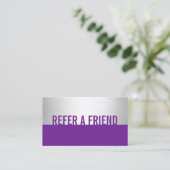 Referral kaartje | Modern Paars Silver Beauty Salo (Staand voorkant)